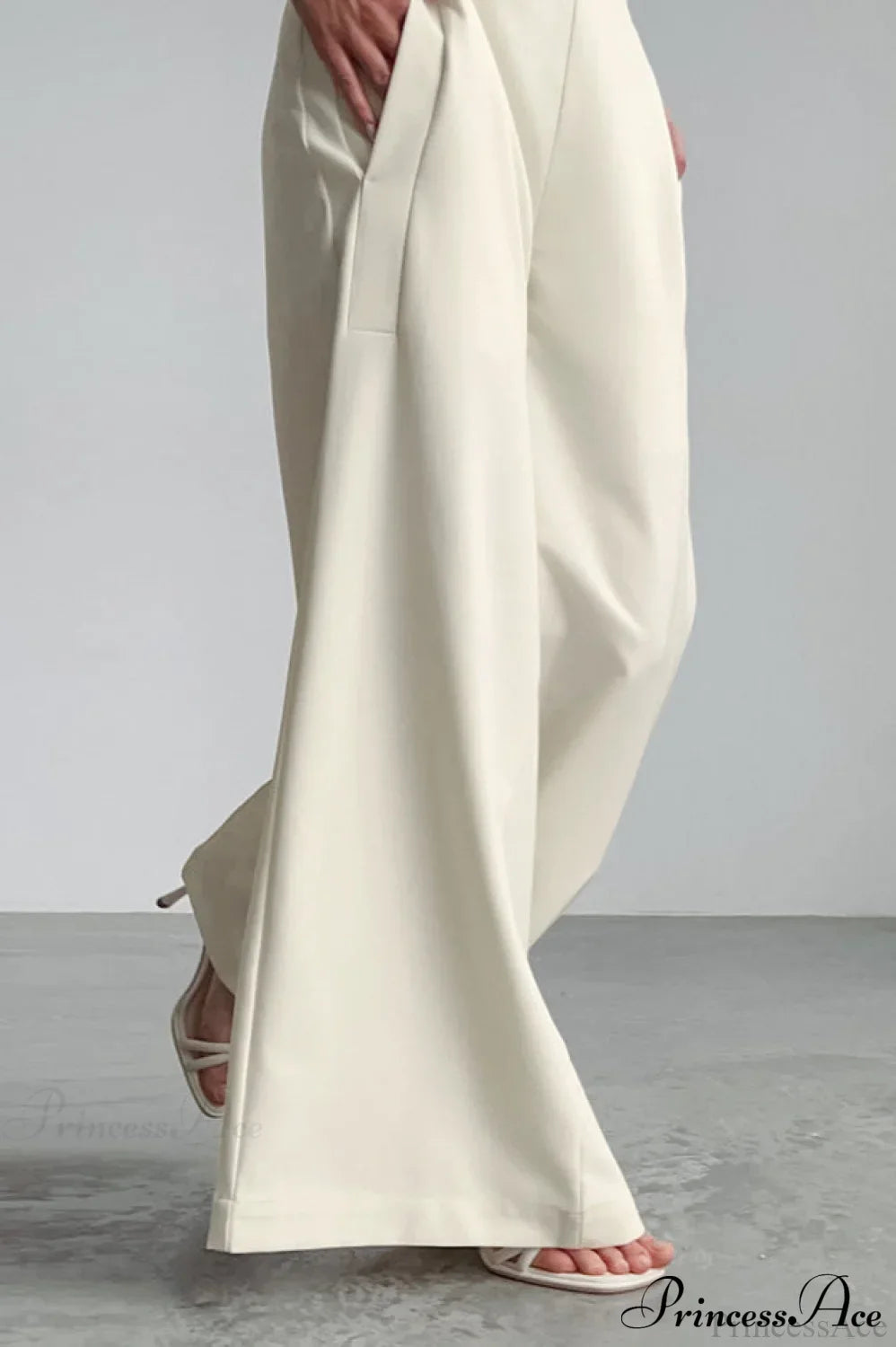 High Waist Wide Leg Solid Casual Pants