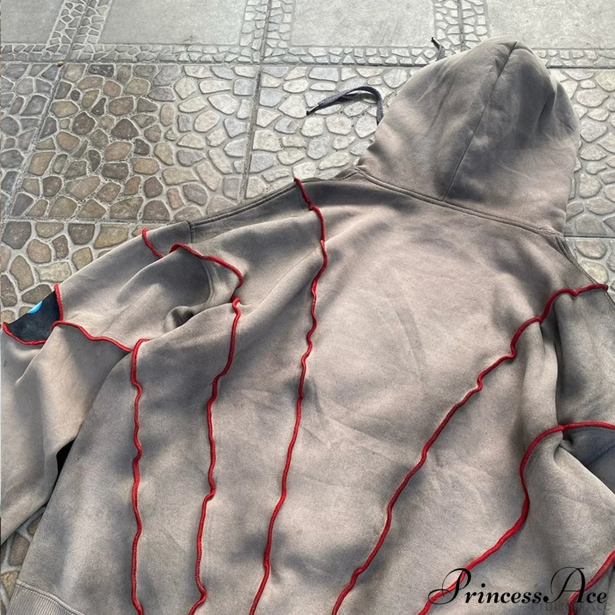 Hip-Hop Topstitch Eye Applique Hoodie
