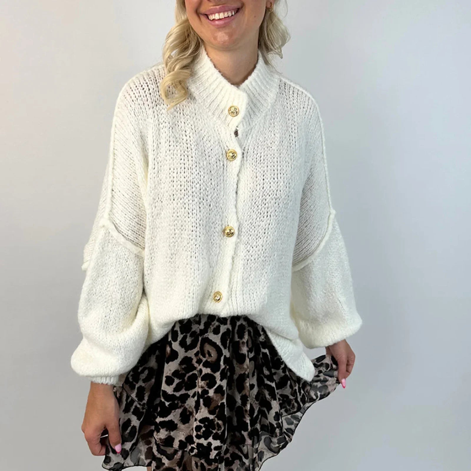 Oversized Button Down Chunky Knit Cardigan - Fashionpara