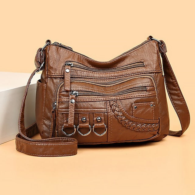 Multiple Crossbody with Vintage Leather Faux Bag