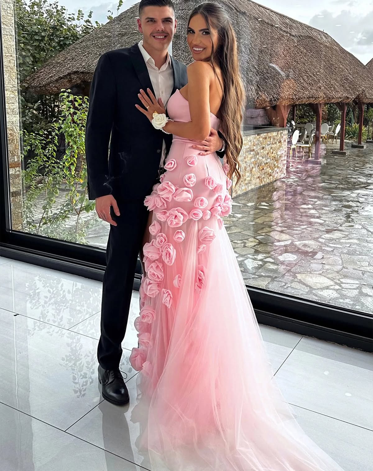 L2991 - Chic A-Line Sweetheart Strapless Floral Embossed Long Prom Dress