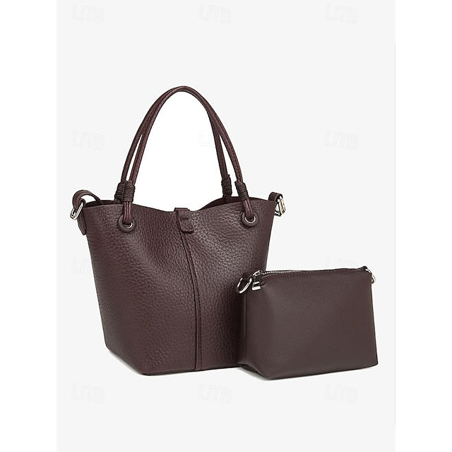 Pouch Stylish Bag Bucket Matching with Leather