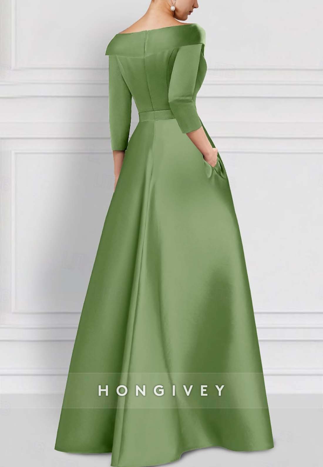 Sheath Floor-Length Evening Gown V Neck Watteau Train Half Sleeve Beading Mother of the Bride