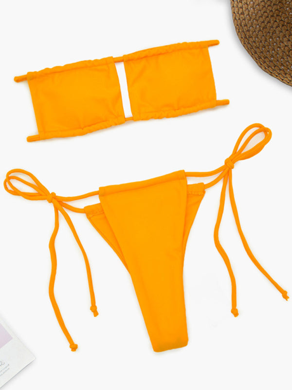 Women's one-piece swimsuit solid color sexy bikini set - Fashionpara