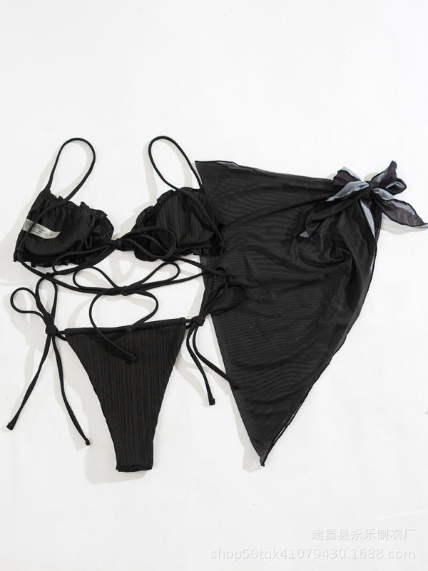Women's sexy split swimsuit swimsuit three-piece bikini - Fashionpara