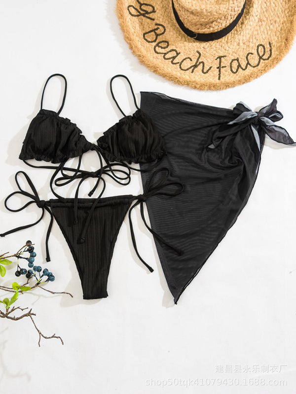Women's sexy split swimsuit swimsuit three-piece bikini - Fashionpara