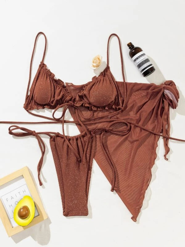 Women's sexy split swimsuit swimsuit three-piece bikini - Fashionpara