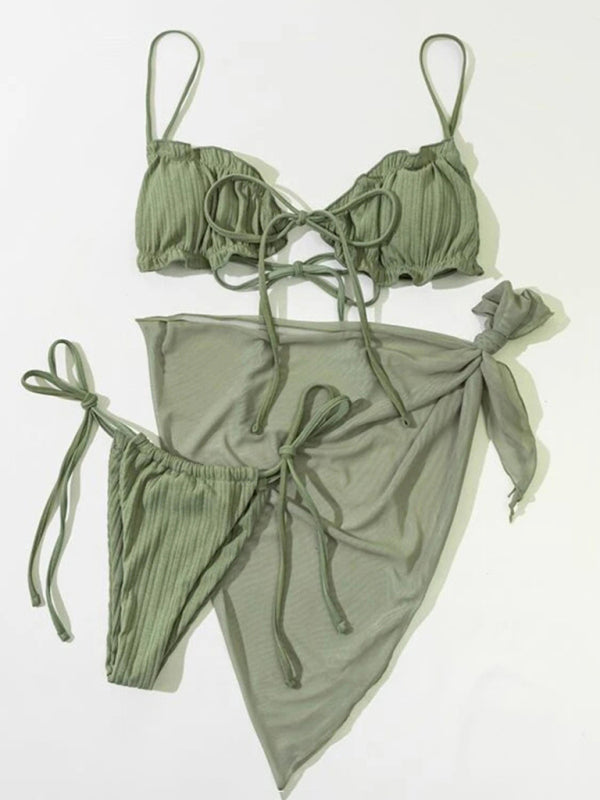 Women's sexy split swimsuit swimsuit three-piece bikini - Fashionpara