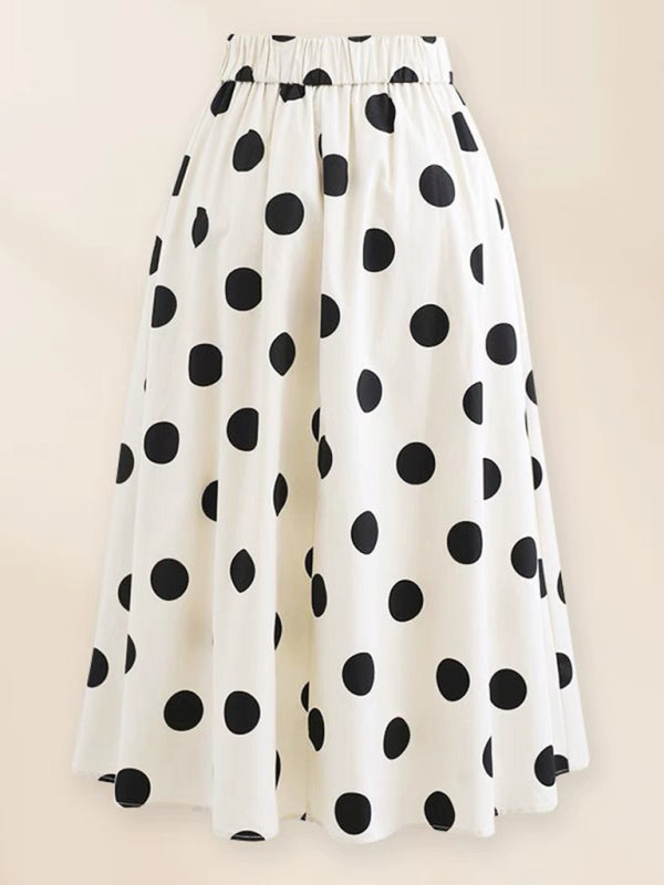 New fashionable vacation sexy bow one-piece swimsuit + polka dot print skirt (single piece) - Fashionpara