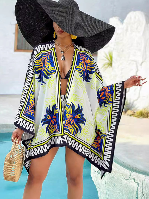 Women's casual printed cardigan shorts two-piece set - Fashionpara