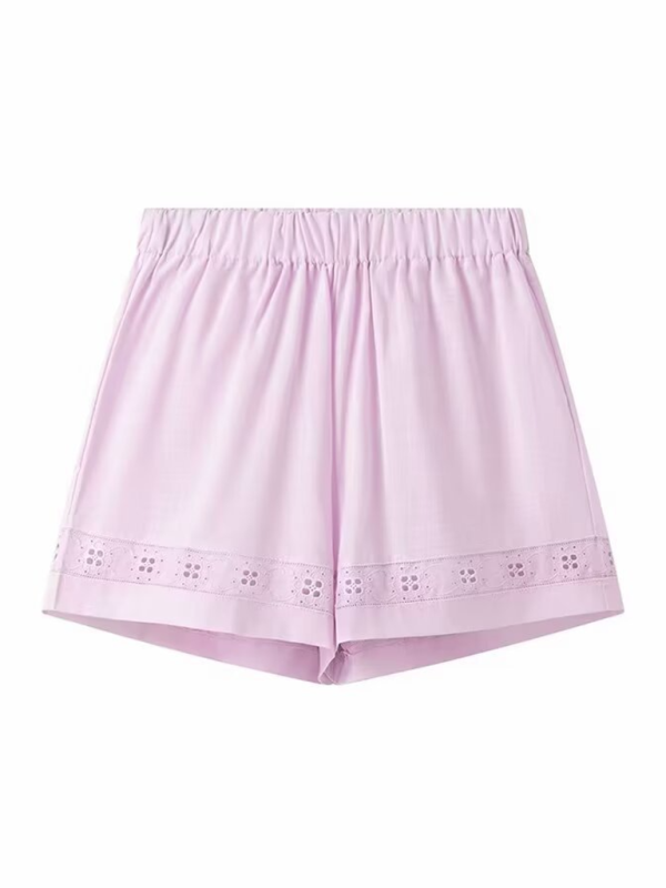 Women's strappy hollow short-sleeved top + shorts set - Fashionpara