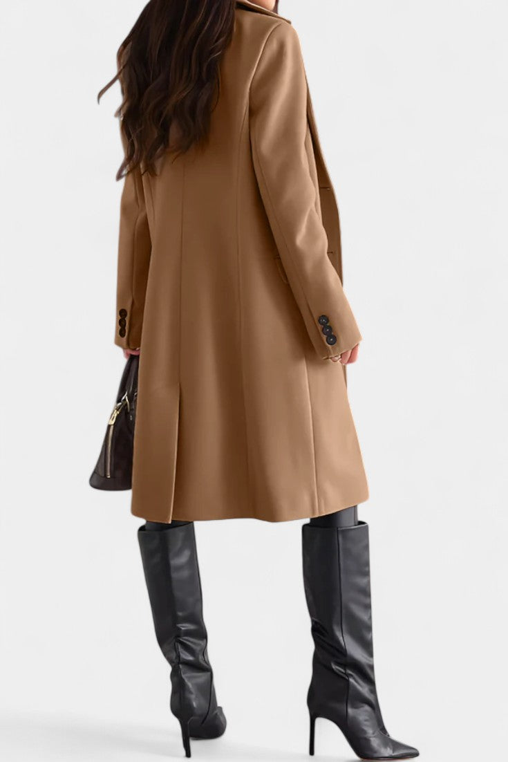 Notched Collar Single Breasted Mid Length Coat 8