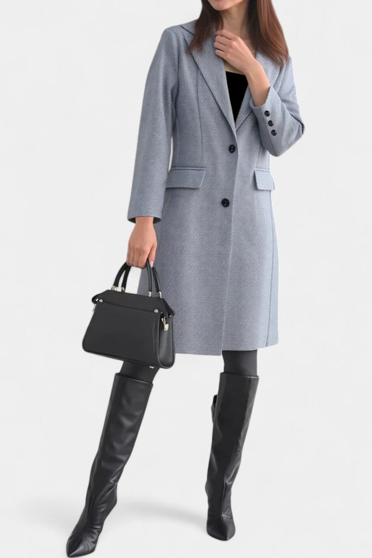 Notched Collar Single Breasted Mid Length Coat 5