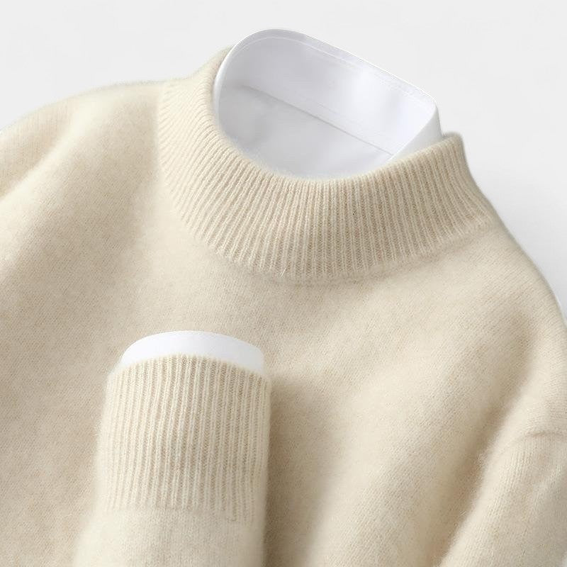 Mock Neck Ribbed Trim Knit Sweater