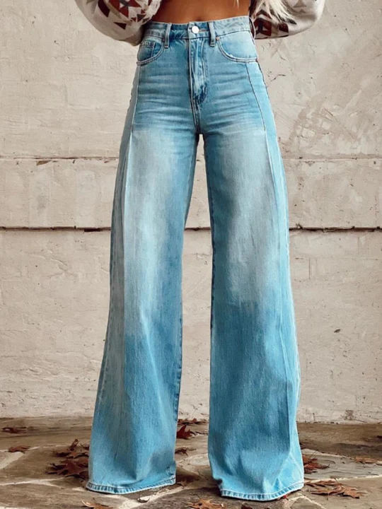 High Waist Wide Leg Denim Jeans