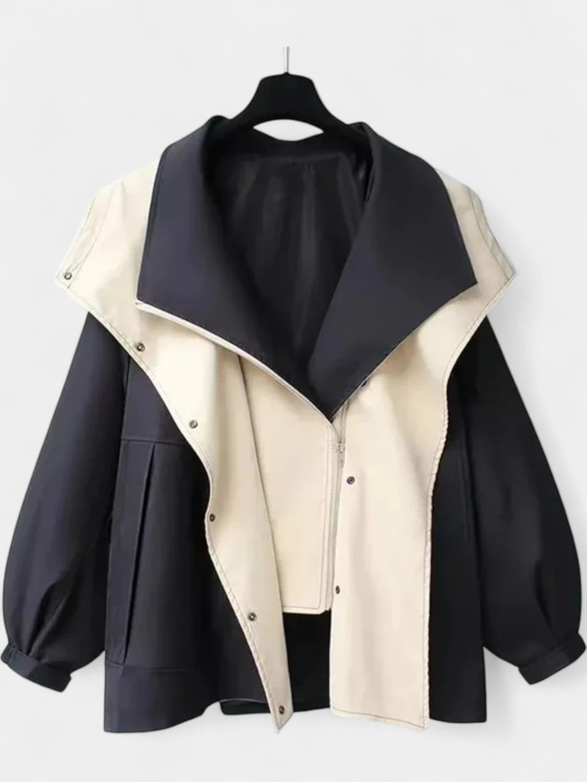 Hooded Contrast Tie Cuff Button Front Jacket 3