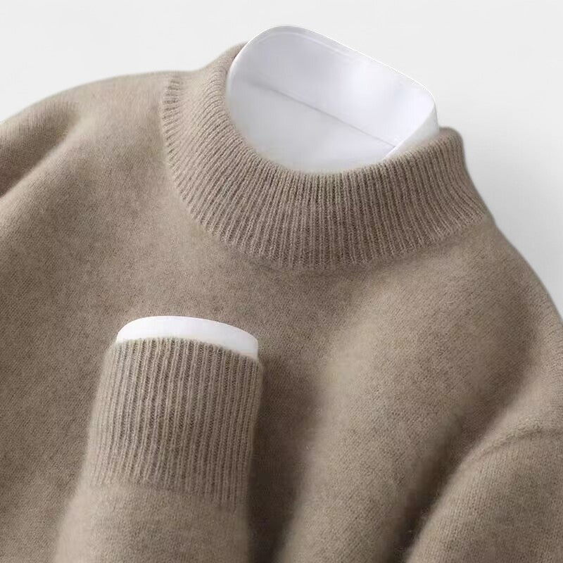 Mock Neck Ribbed Trim Knit Sweater 2