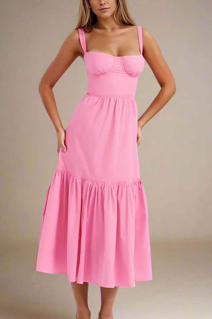 Imogen Bodycon Day Midi Dress - Blush Pink - Fashionpara