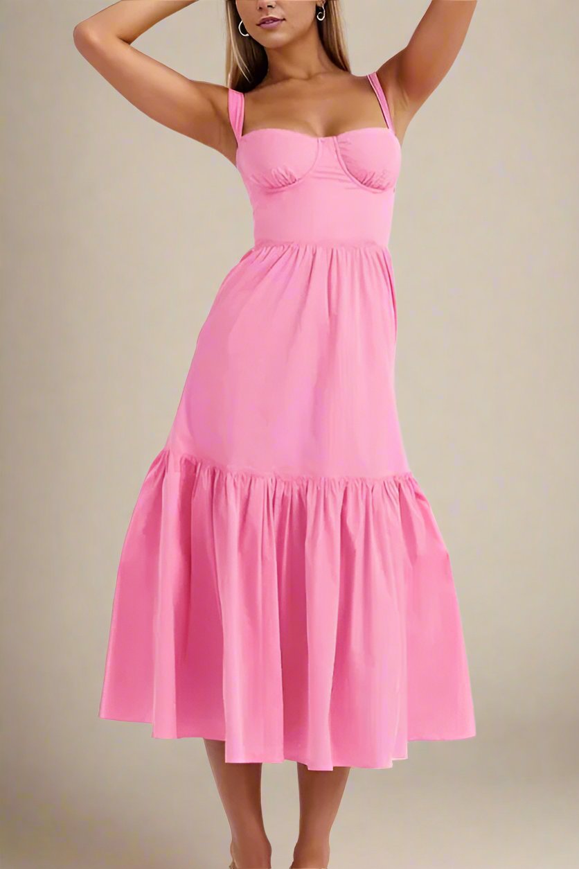 Imogen Bodycon Day Midi Dress - Blush Pink - Fashionpara