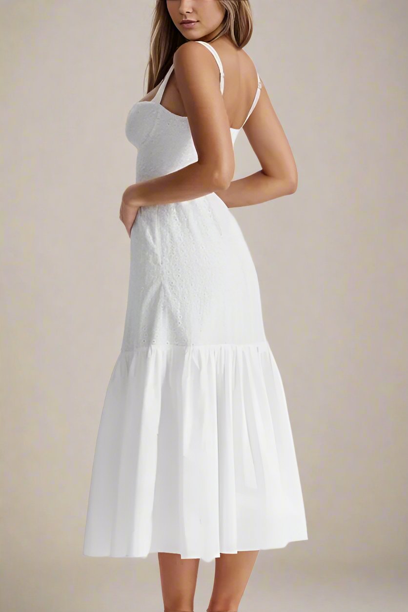 Imogen Bodycon Day Midi Dress - Pearl White - Fashionpara