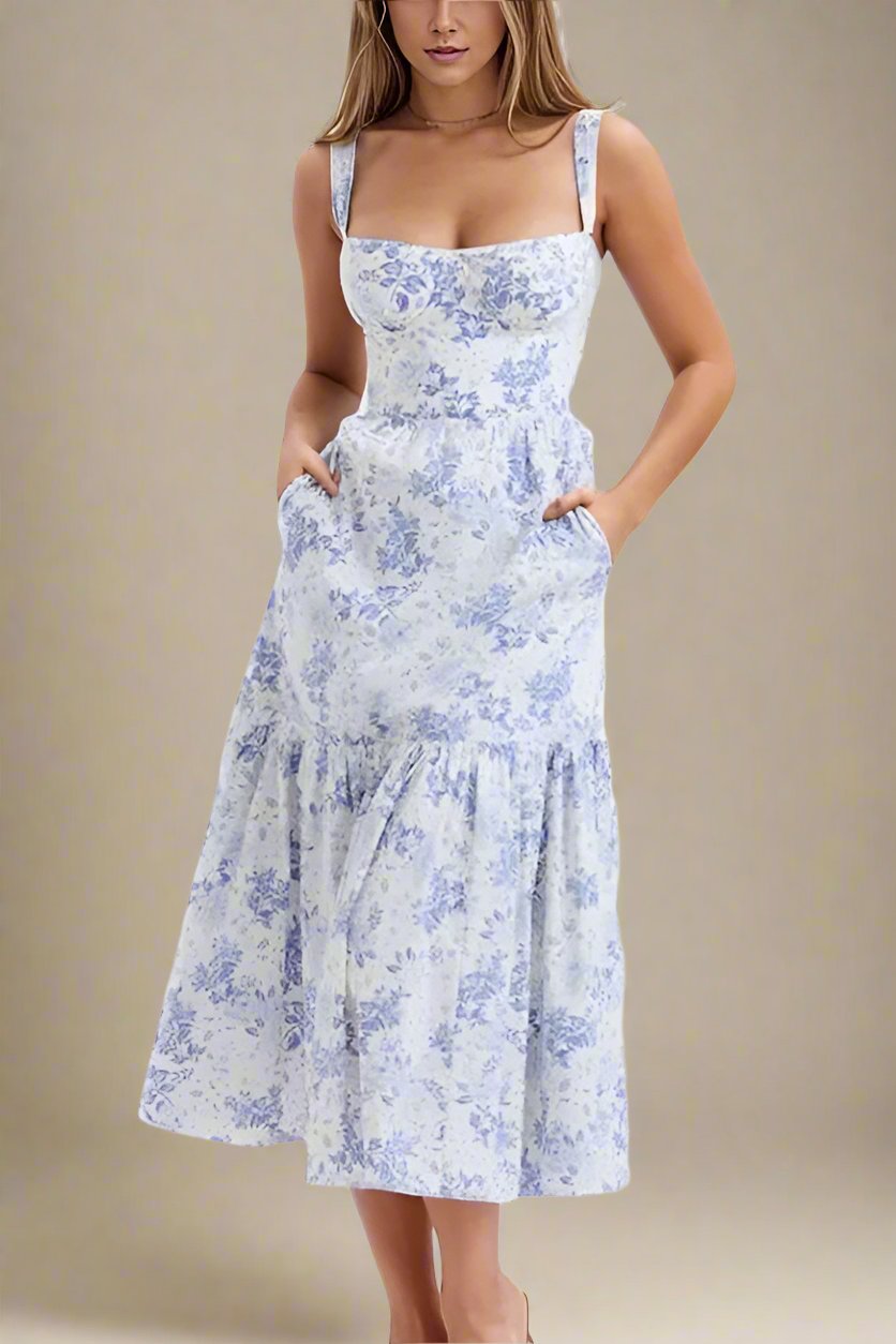 Imogen Bodycon Day Midi Dress - Sky Blue - Fashionpara