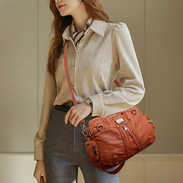 Boston Leather Handbag Shoulder Bag Hobo PU