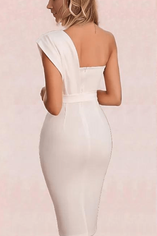 Ione Bandage Midi Dress - Pearl White - Fashionpara