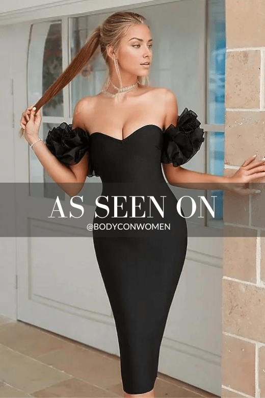 Iris Bodycon Midi Dress - Classic Black - Fashionpara