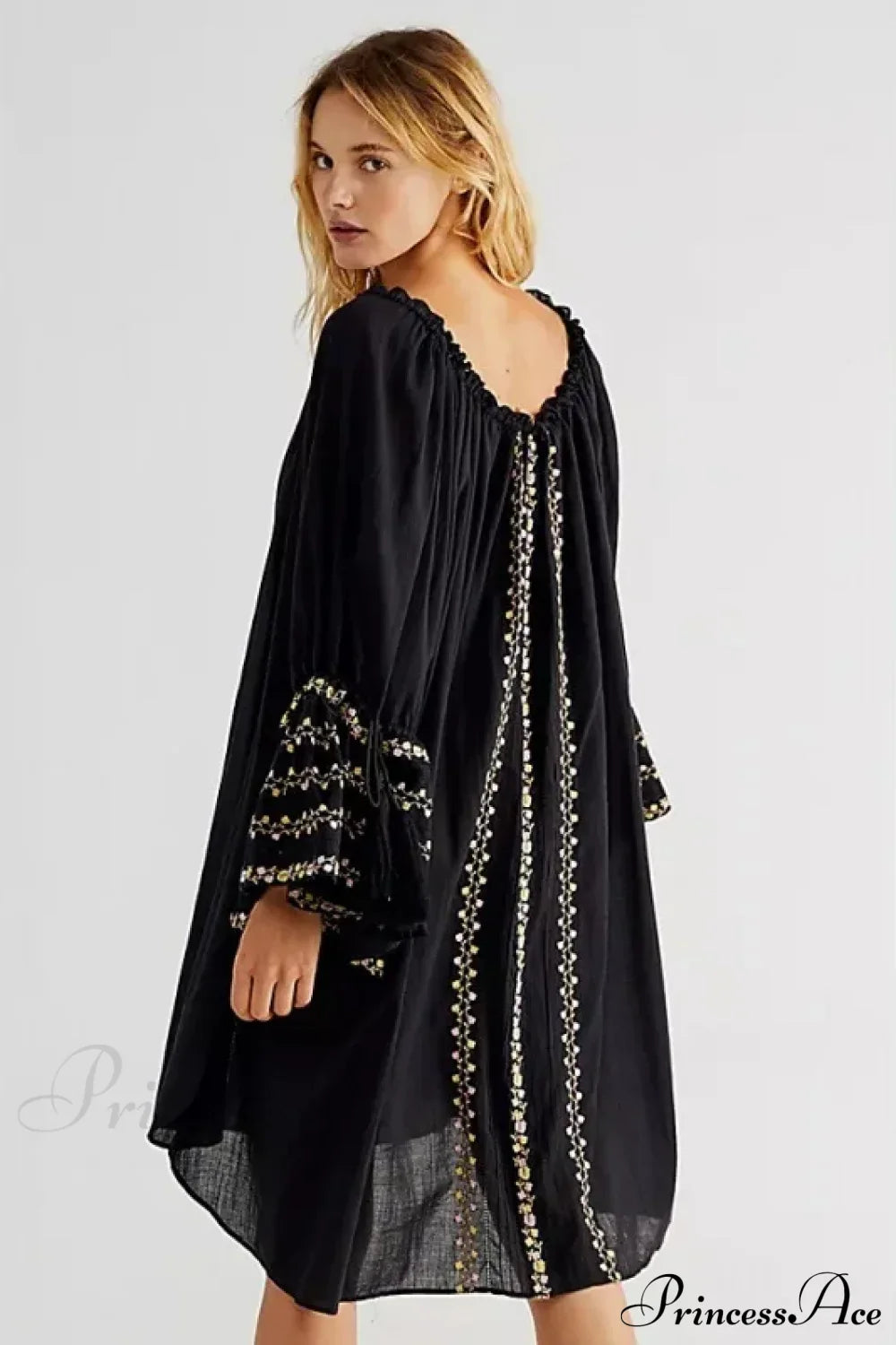 Irregular Backless Embroidery Beach Boho Dress