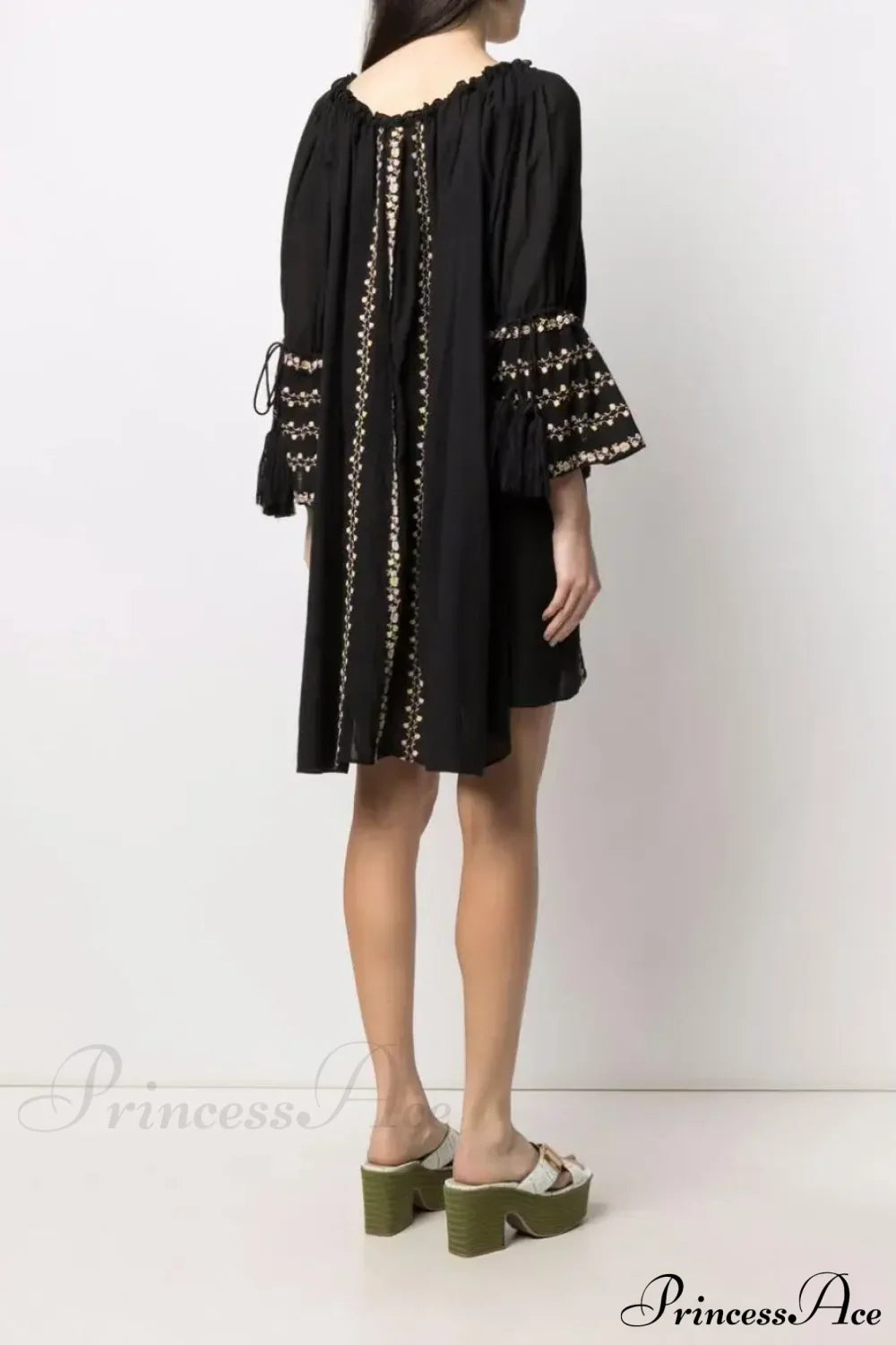 Irregular Backless Embroidery Beach Boho Dress