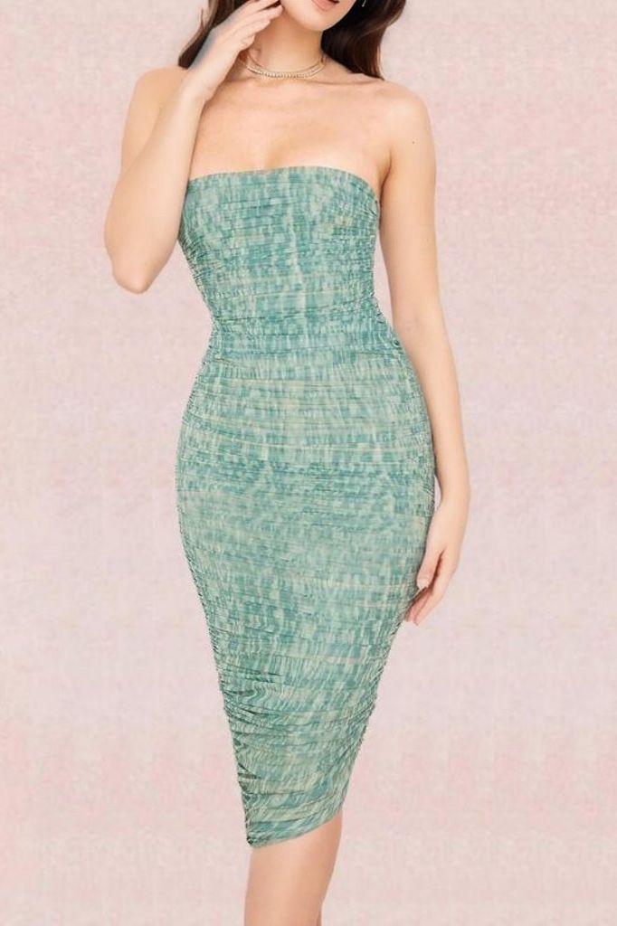 Isla Bodycon Wrap Midi Dress - Mint Green - Fashionpara