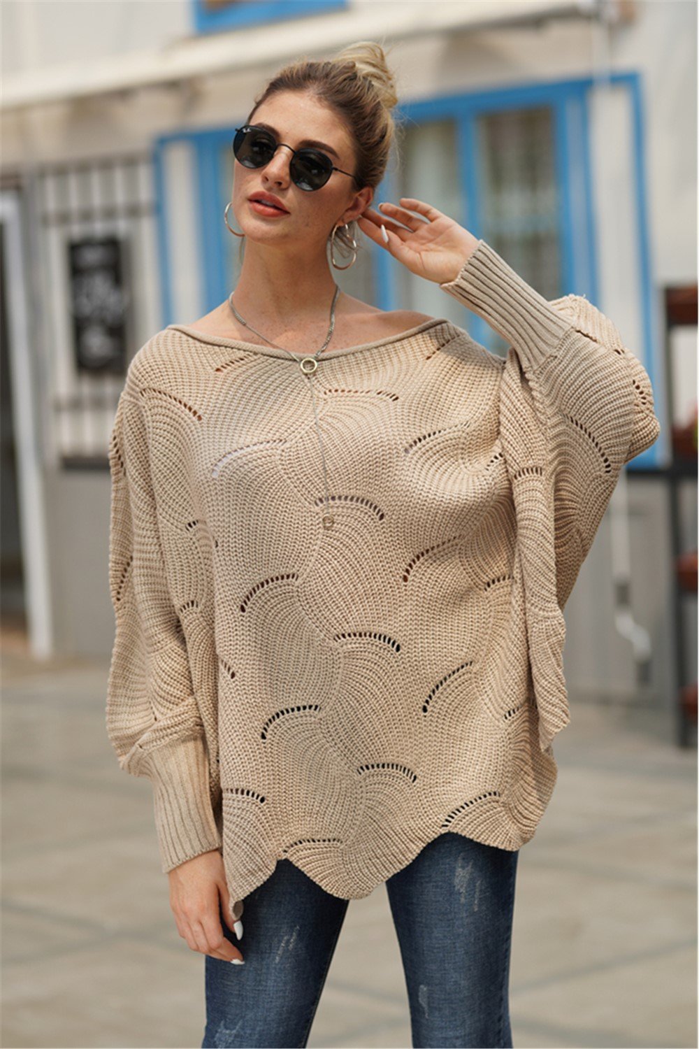 RadyRin It All Works Out Khaki Knit Sweater for Comfort