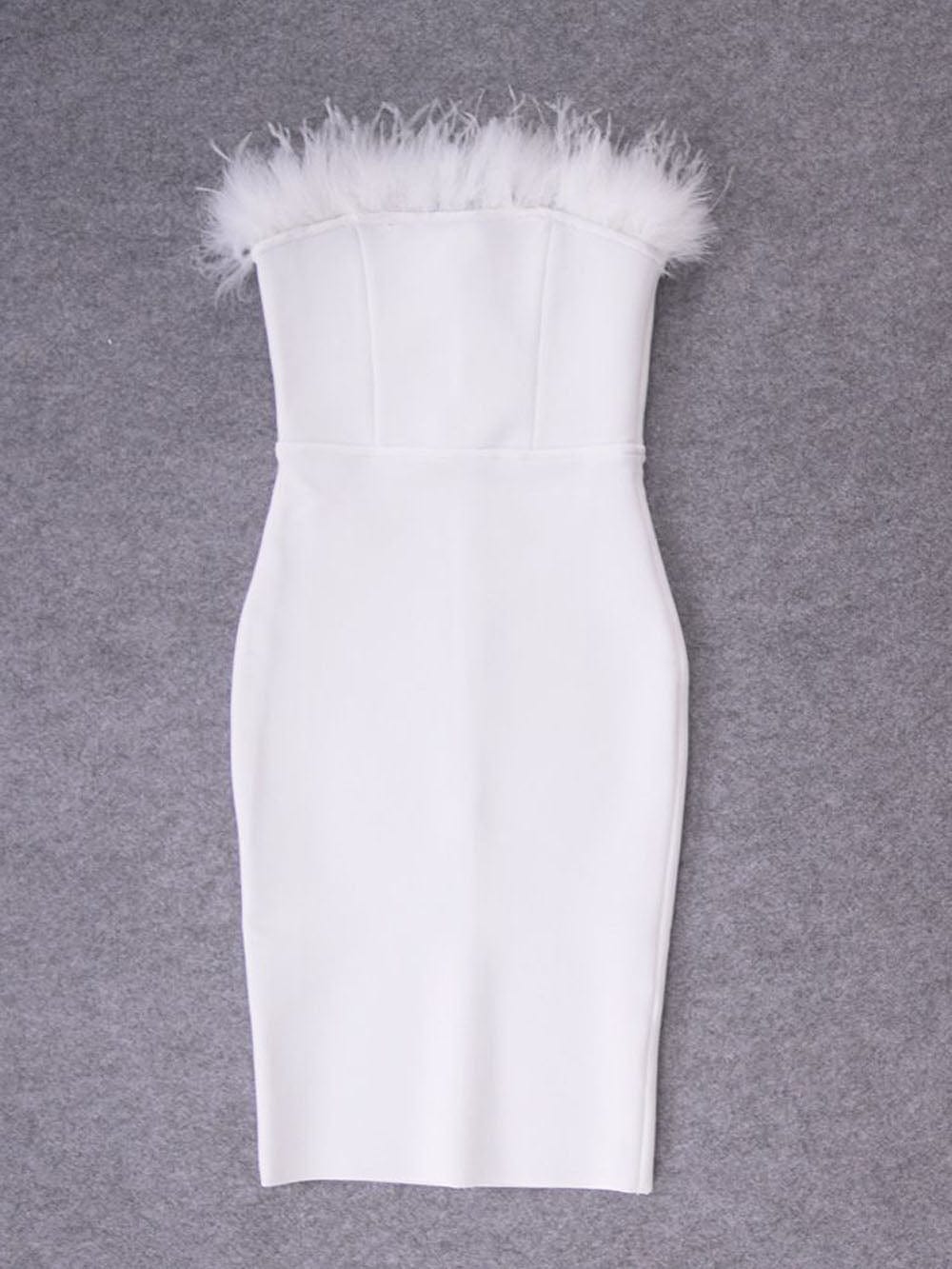 Jacqueline Feather Bodycon Midi Dress - Fashion Pov