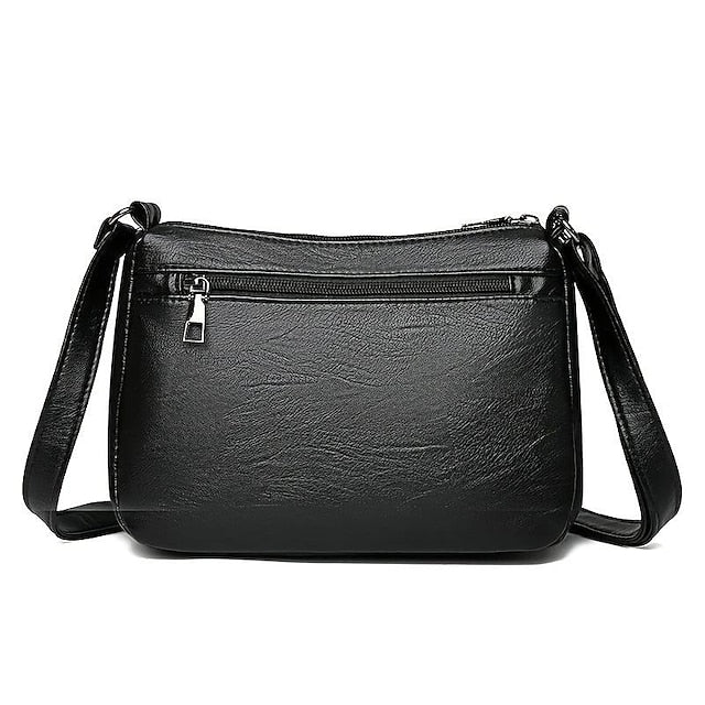 Faux Crossbody Black Bag Stylish Leather