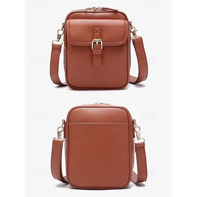 Bag Front Brown with Faux Vintage Leather Crossbody