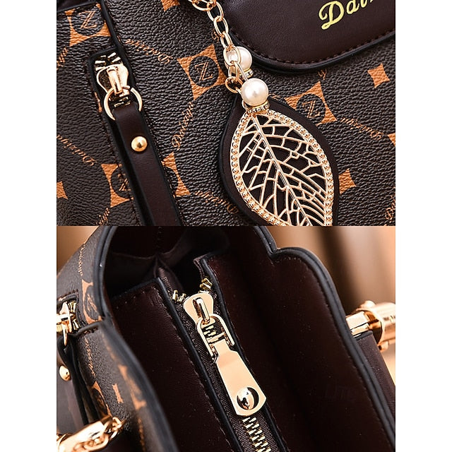 Elegant Accents Leather Faux and Red Handbag with