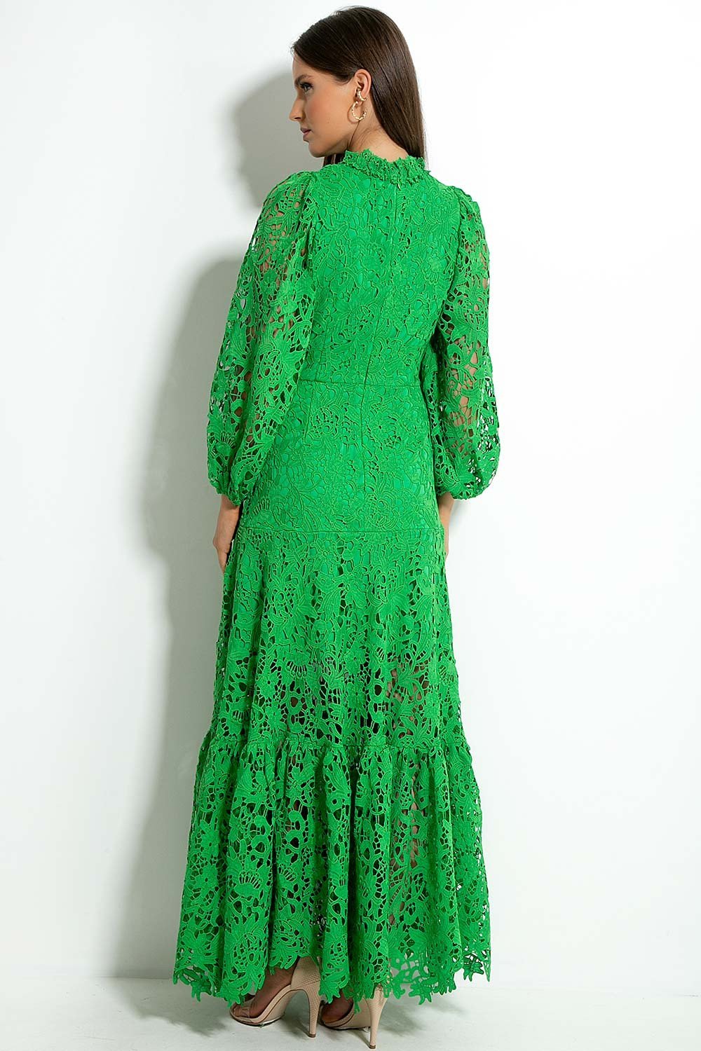 Lace Wavy Trim A-Line Midi Dress - View 8