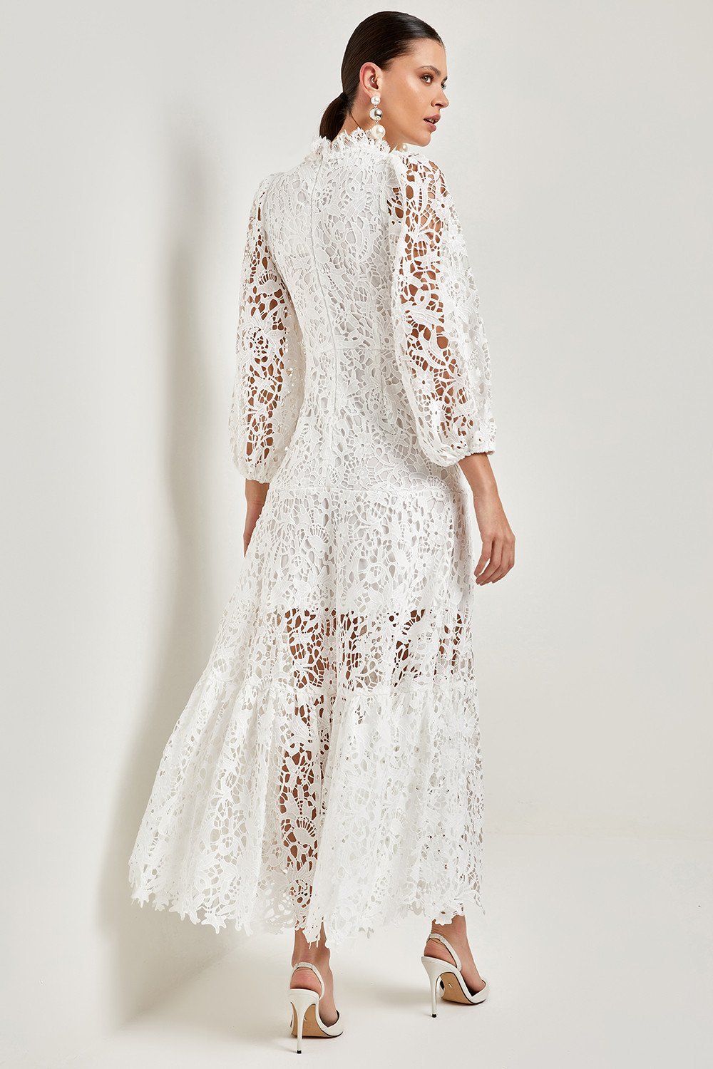 Lace Wavy Trim A-Line Midi Dress - View 10