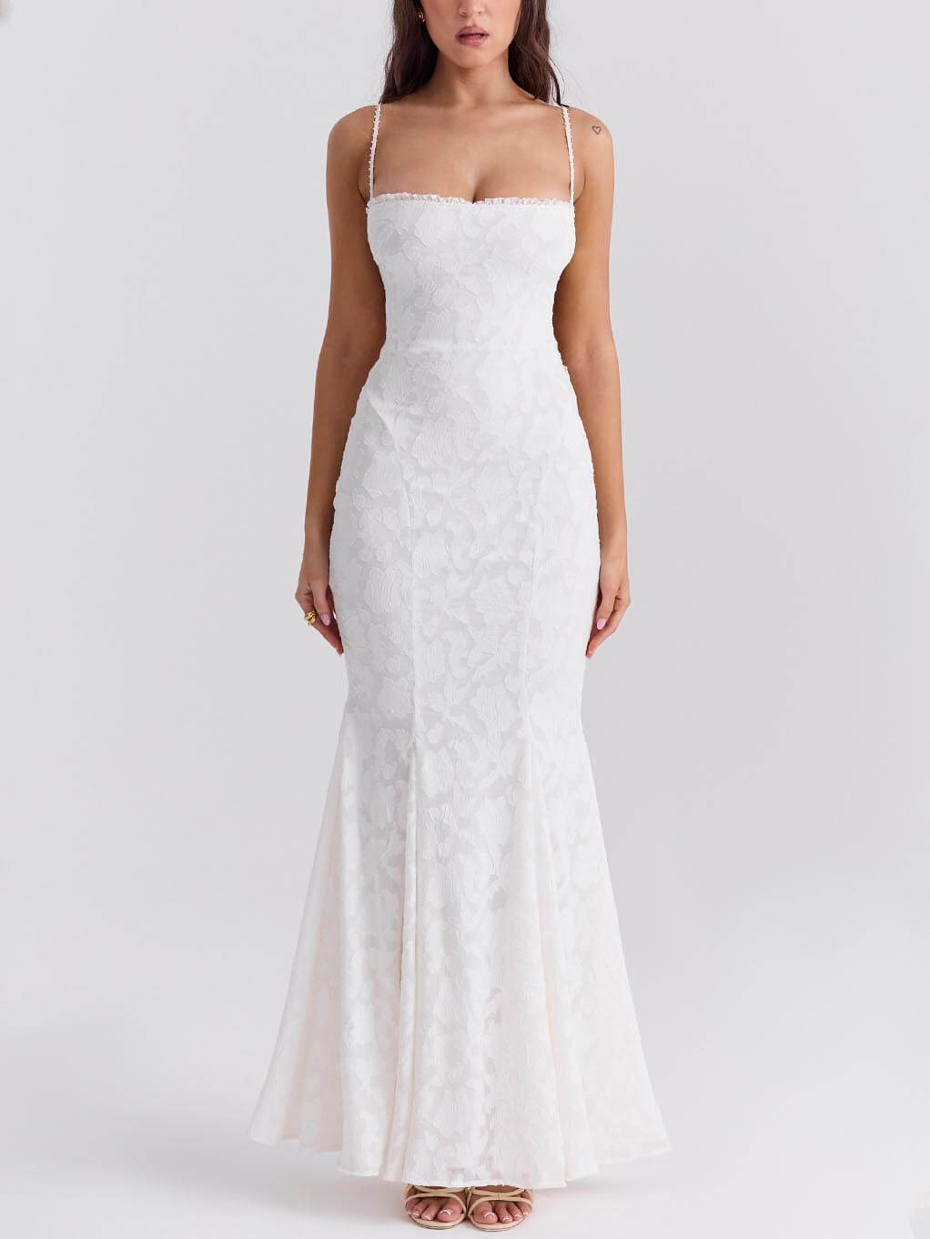 Three-Dimensional Burnt Fishtail Maxi Dress - Fashionpara