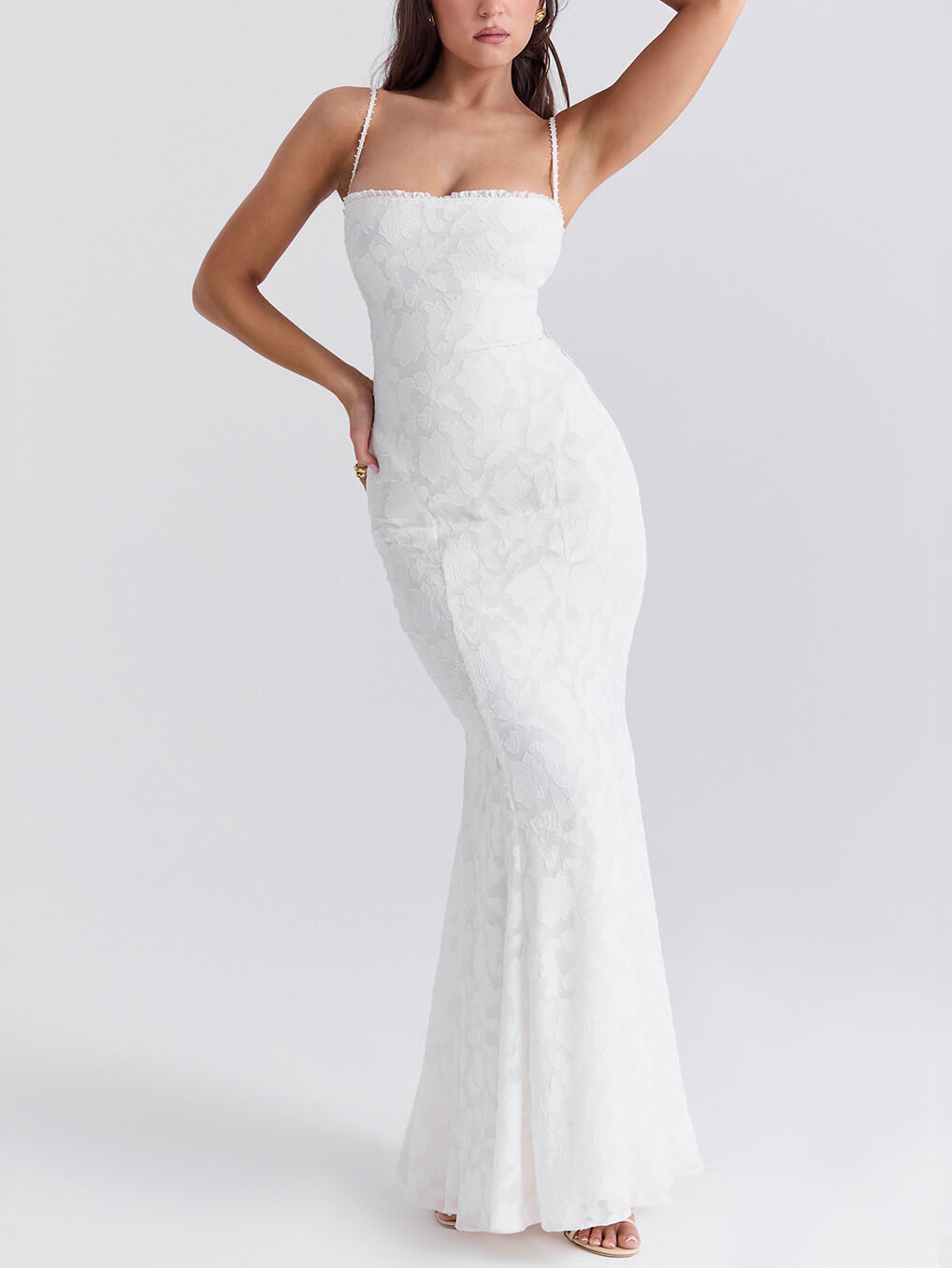 Three-Dimensional Burnt Fishtail Maxi Dress - Fashionpara