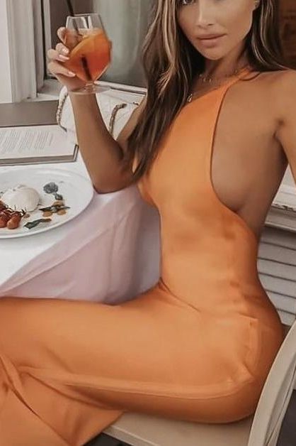 Joi Bodycon Midi Dress - Apricot Orange - Fashionpara