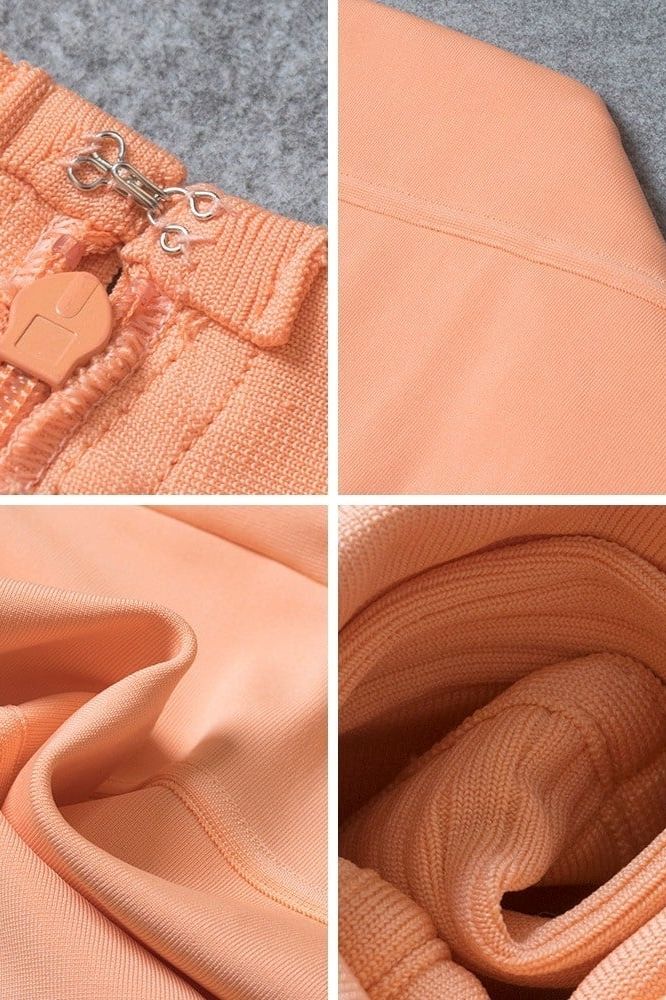 Jordan Long Sleeve Bodycon Dress - Peach - Fashionpara