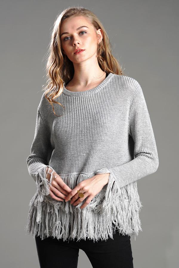 ShoptheCIC Elegant Knit Sweater with Joyful Tassels