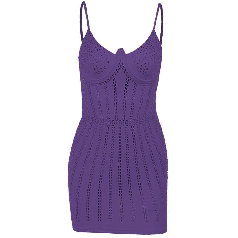 Beaded backless contrast cami mini dress - View 9