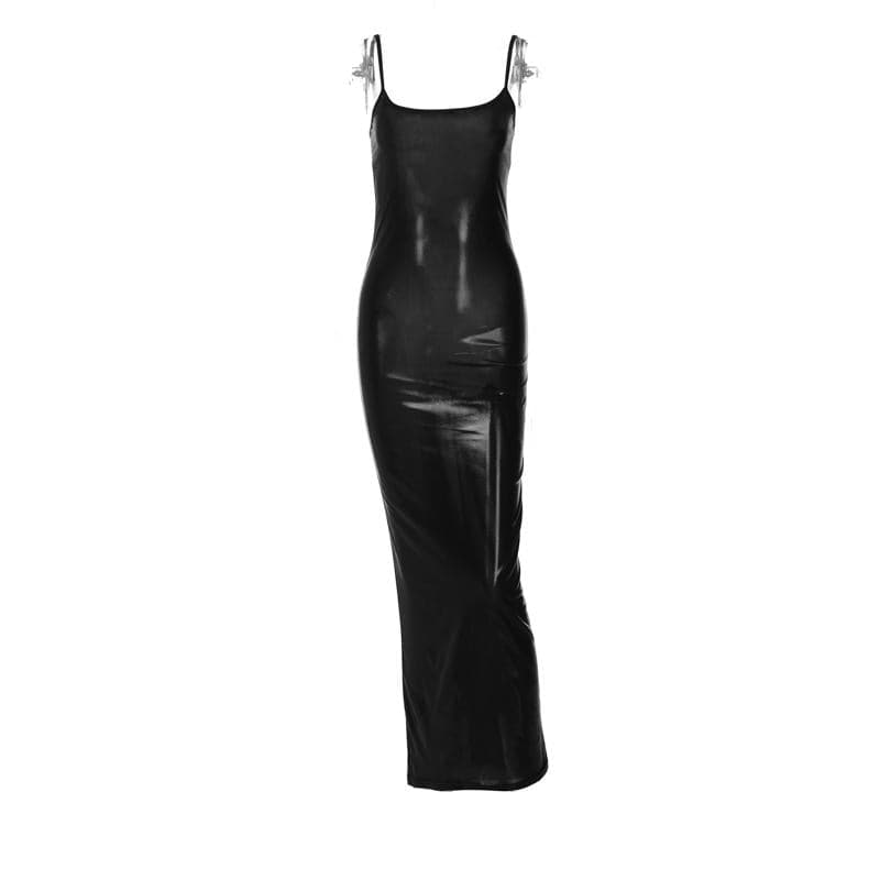 Metallic square neck backless cami maxi dress - View 8
