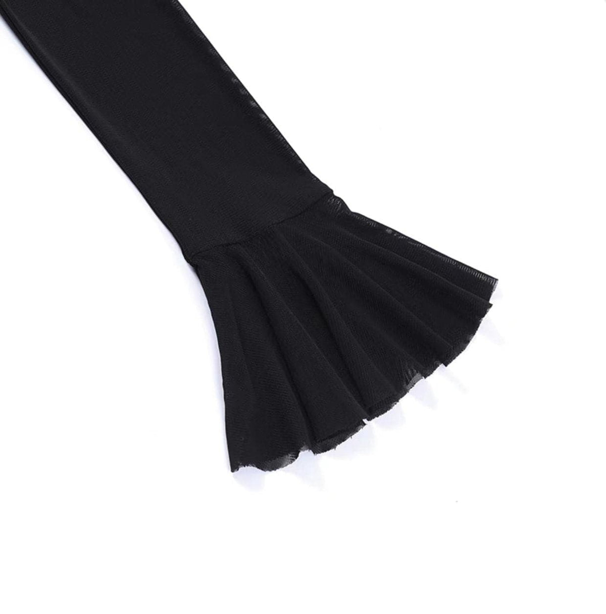 Mesh flared sleeve solid ruched zip-up lace up mini dress - View 9