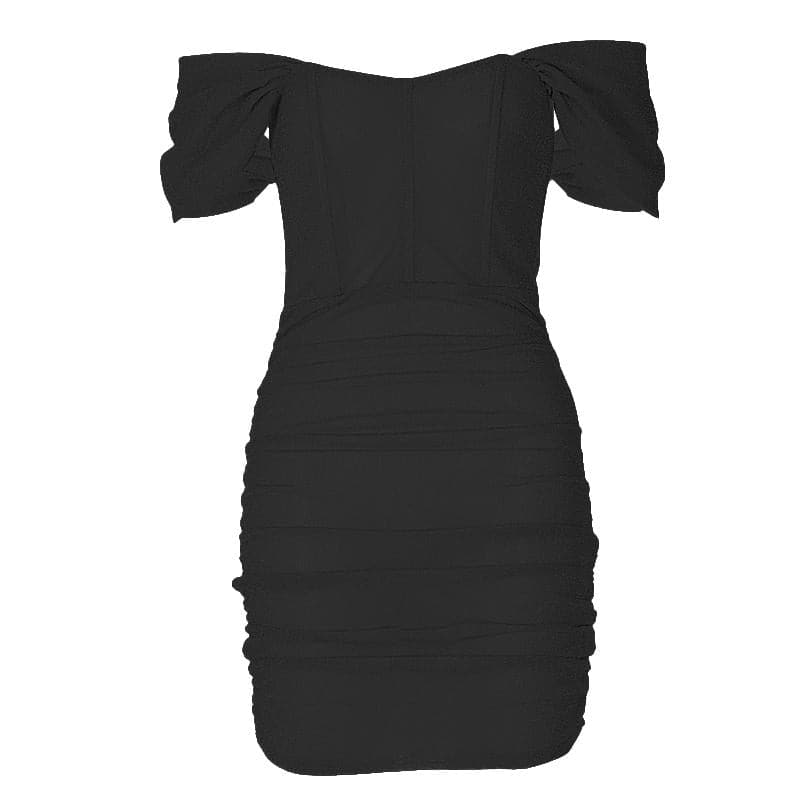 Glitter Off Shoulder Corset Ruched Bodycon Mini Dress - View 7