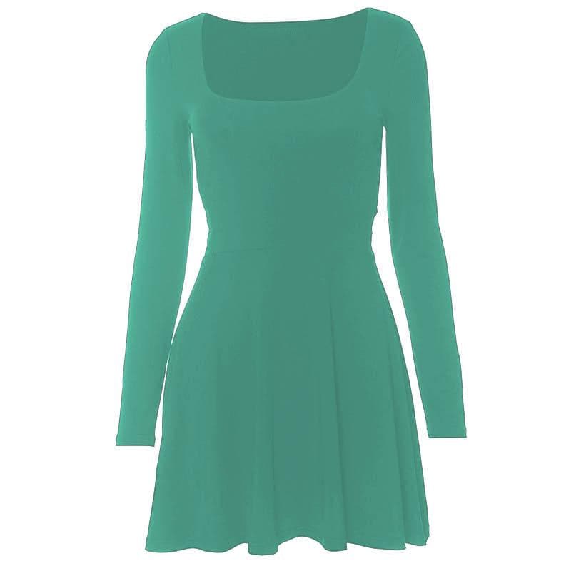 Square Neck Long Sleeve Lace Up Two Way Mini Dress - View 9