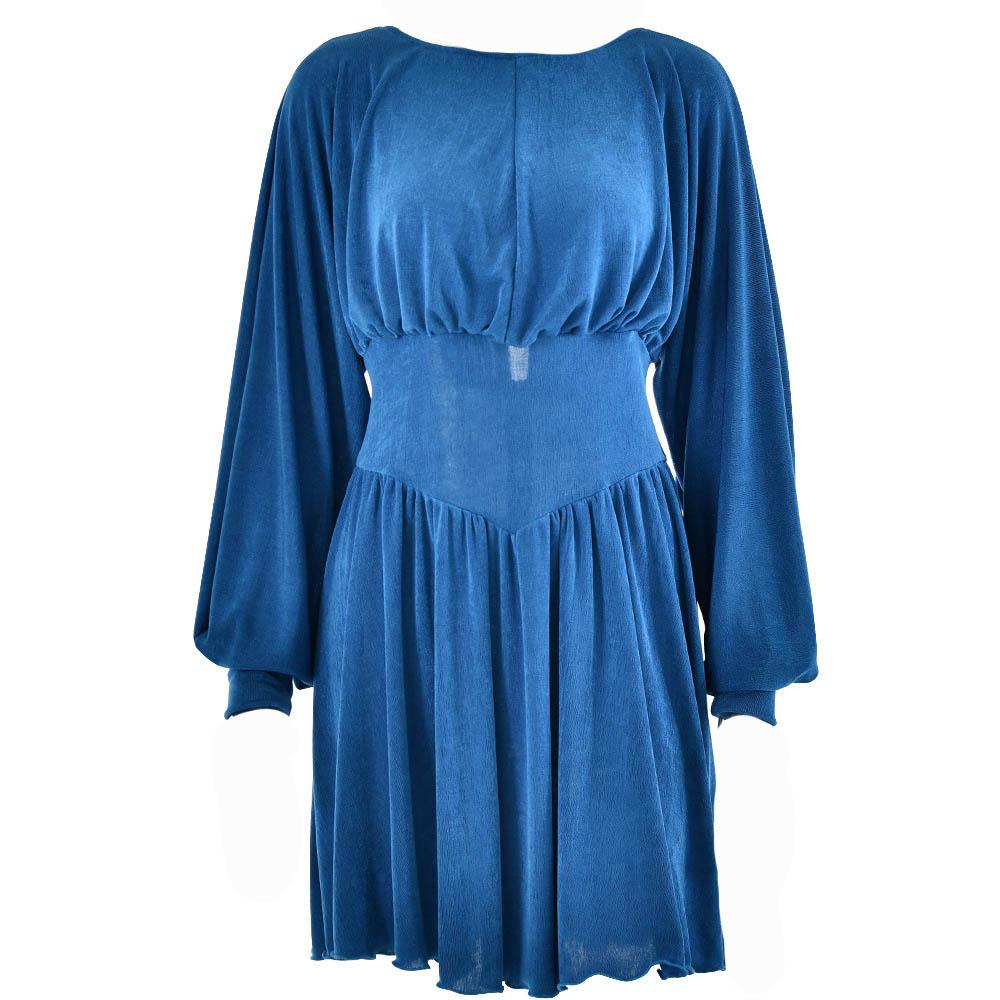 Boat Neck Long Sleeve Drop Waist Fit and Flare Mini Dress - View 2