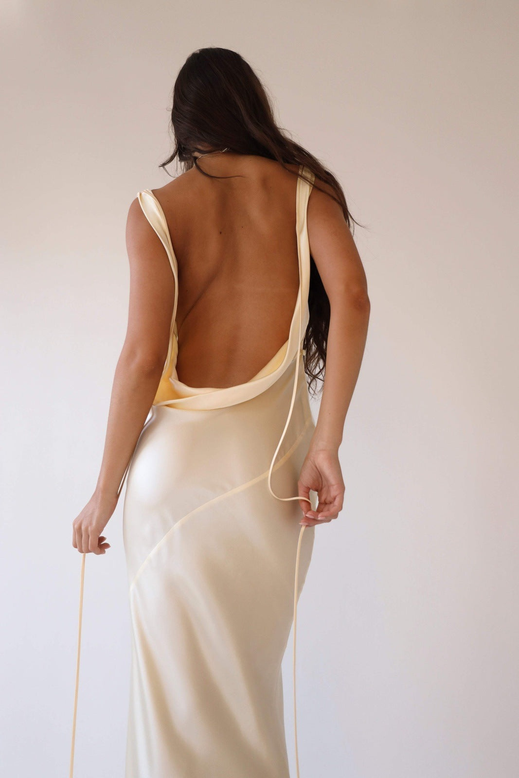 Tamara Cowlies Backless Satin Maxi Dress - View 5